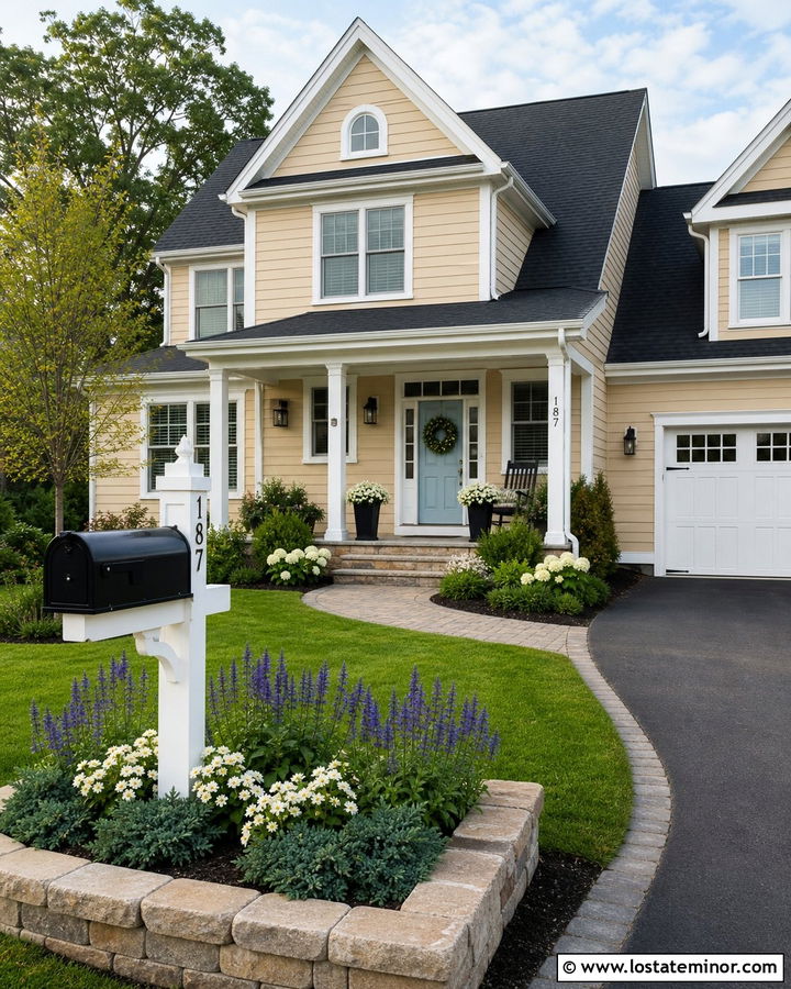 Tan House With Mailbox Planter - 30 Tan House Design With Mailbox Ideas