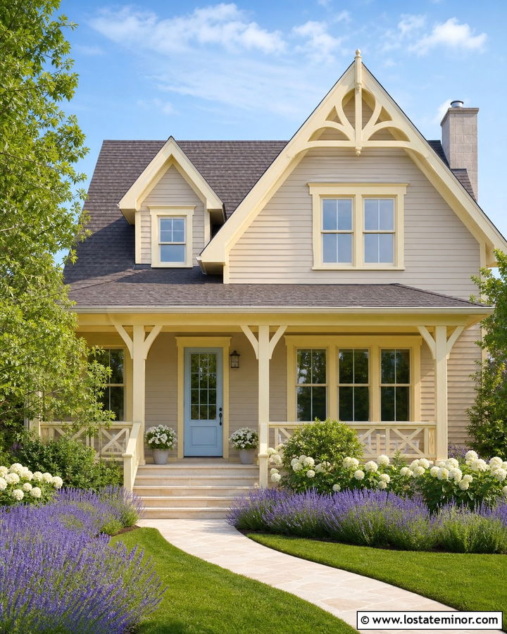 Tan House With Muted Yellow Trim - 30 Tan House Design With Trim Ideas