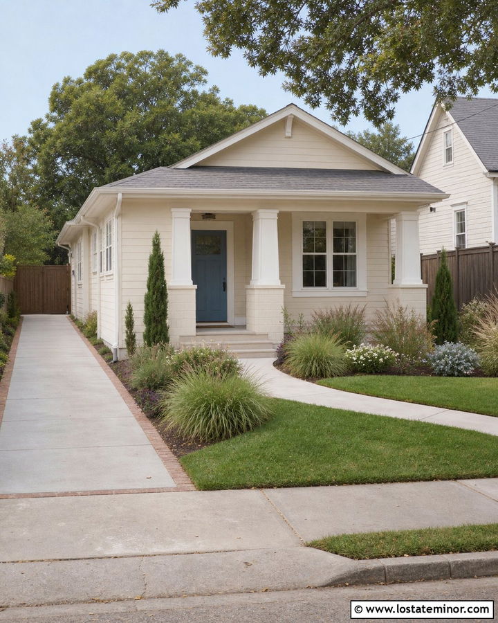 Tan House With Narrow Driveway - 30 Tan House Design With Driveway Ideas