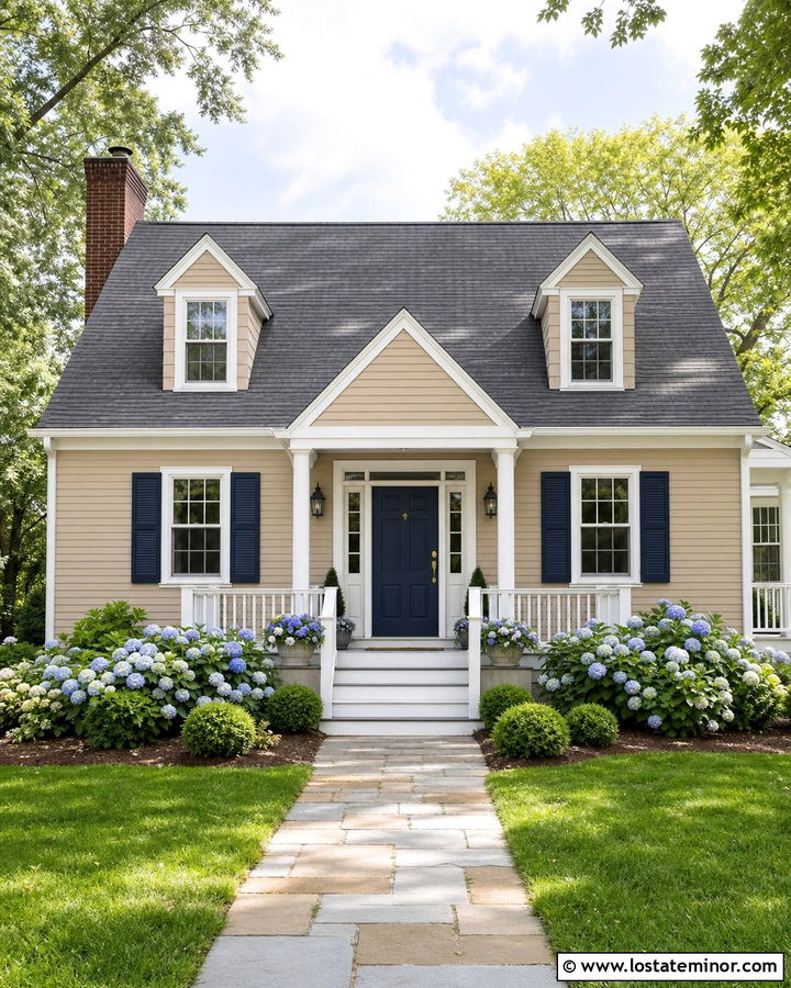 Tan House With Navy Blue Accents - 30 Tan House Design With Accents Ideas