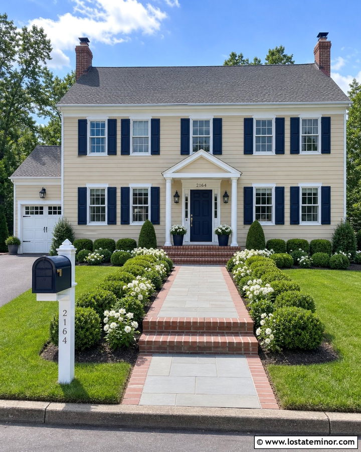 Tan House With Navy Mailbox - 30 Tan House Design With Mailbox Ideas