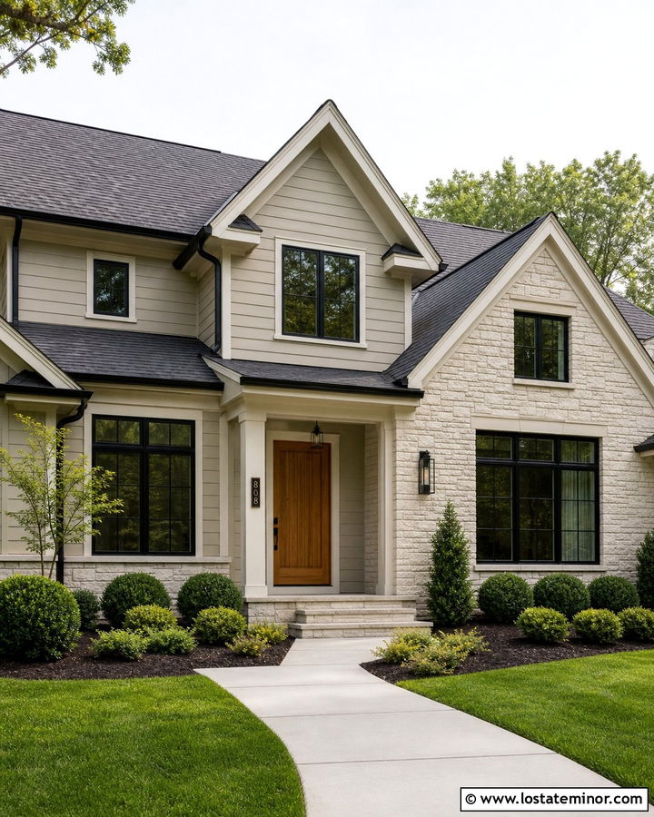 Tan House With Numbers On Black Plaque - 30 Tan House Design With House Numbers Ideas