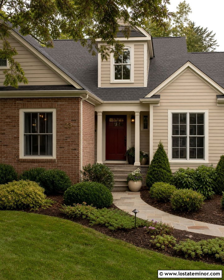 Tan House With Numbers On Brick - 30 Tan House Design With House Numbers Ideas