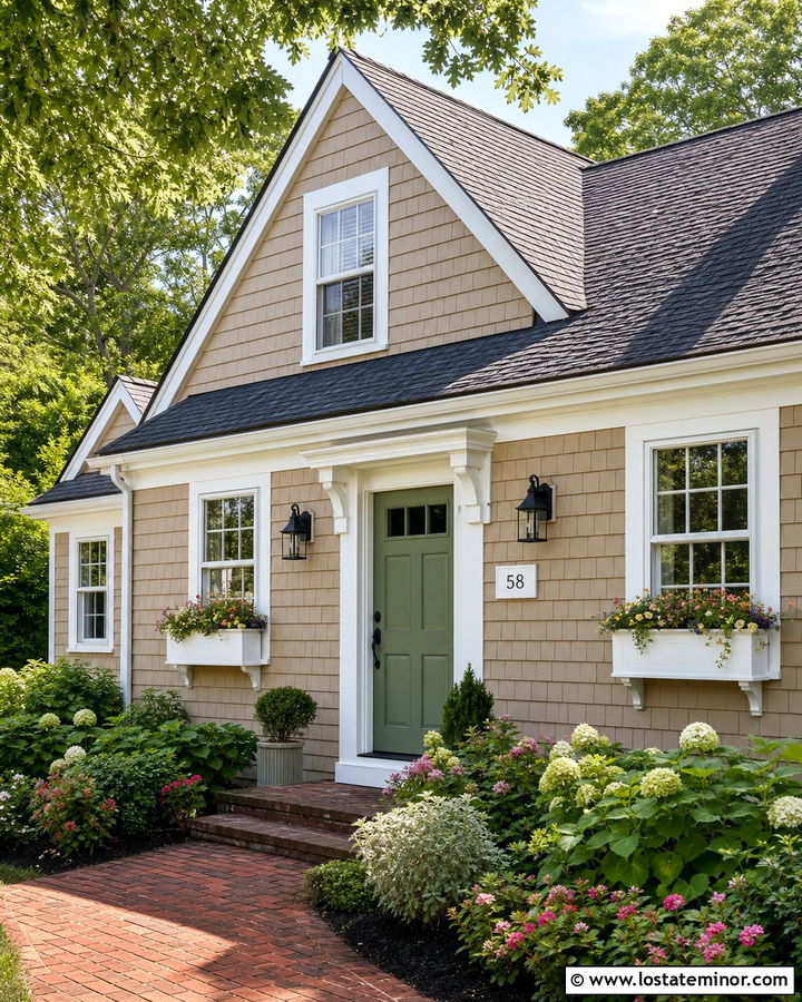 Tan House With Numbers On White Plaque - 30 Tan House Design With House Numbers Ideas