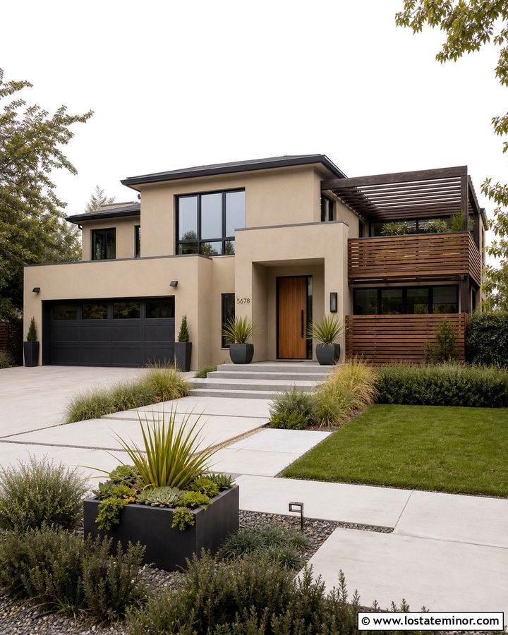Tan House With Pergola And Privacy Screen - 30 Tan House Design With Pergola Ideas