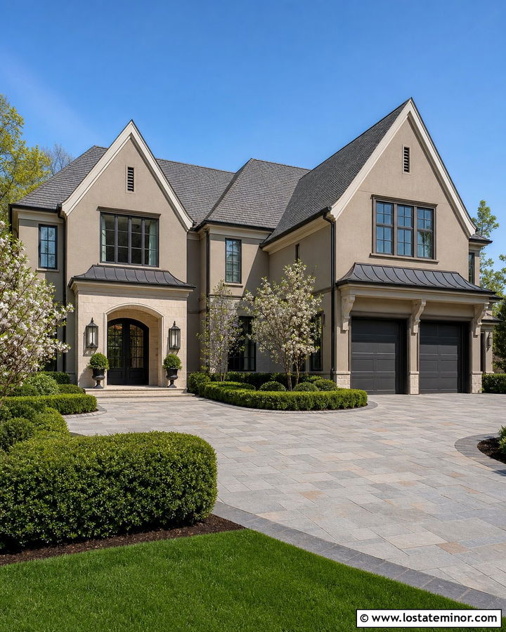 Tan House With Pewter Window Frames - 30 Tan House Design With Window Frames Ideas