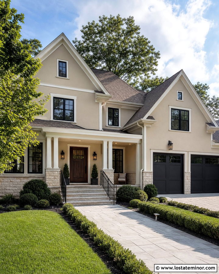 Tan House With Recessed Porch Lighting - 30 Tan House Design With Lighting Ideas