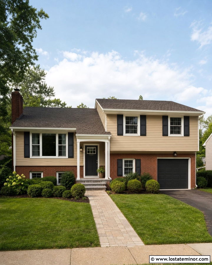 Tan House With Red Brick Accents - 30 Tan House Design With Accents Ideas
