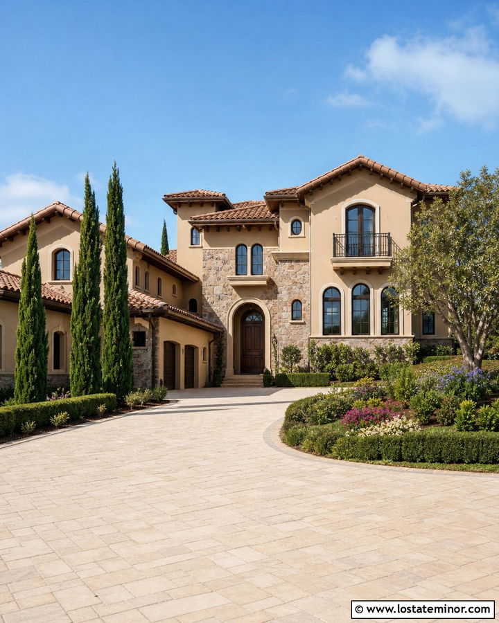 Tan House With Red Clay Barrel Roof - 30 Tan House Design With Roof Ideas