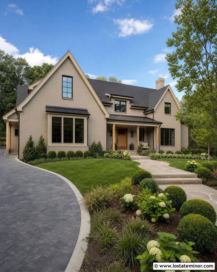 Tan House With Side Entry Driveway - 30 Tan House Design With Driveway Ideas