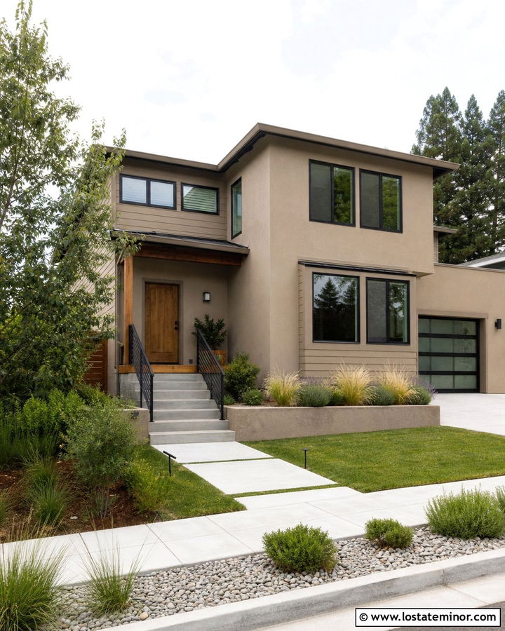 Tan House With Side Entry Steps - 30 Tan House Design With Steps Ideas