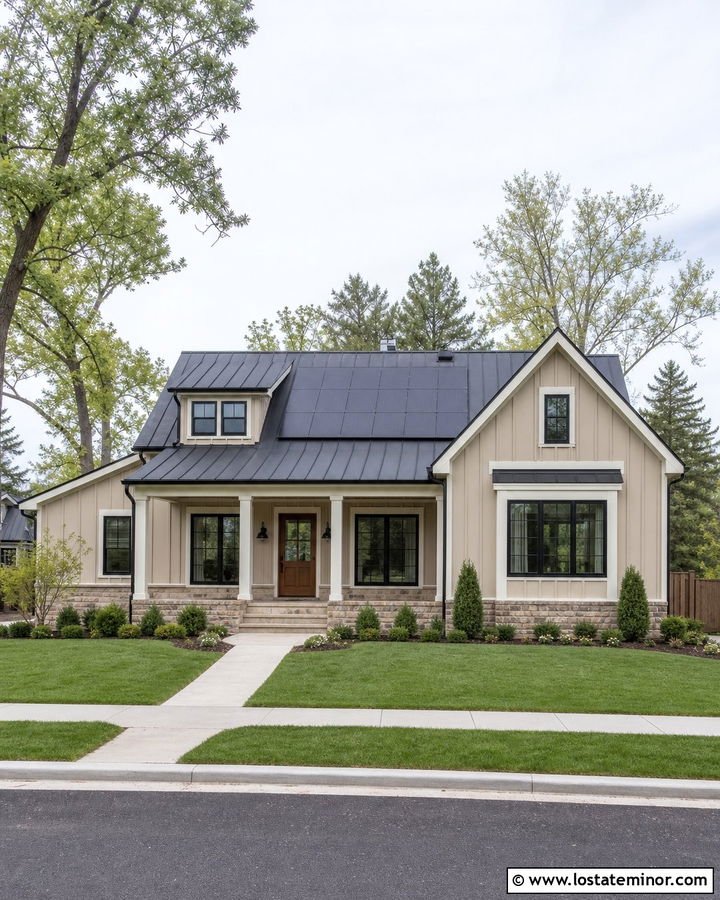 Tan House With Solar Panel Roof - 30 Tan House Design With Roof Ideas