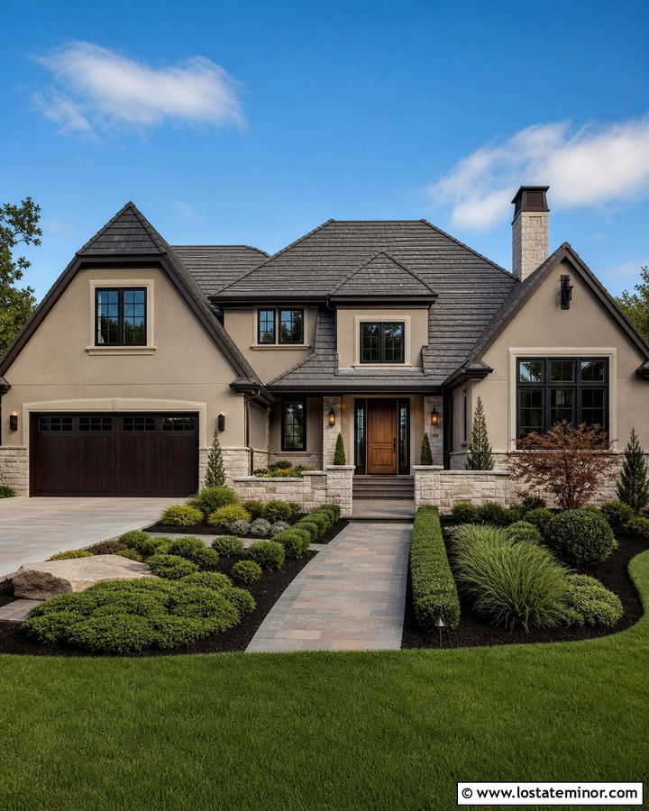 Tan House With Stone Coated Metal Roof - 30 Tan House Design With Roof Ideas