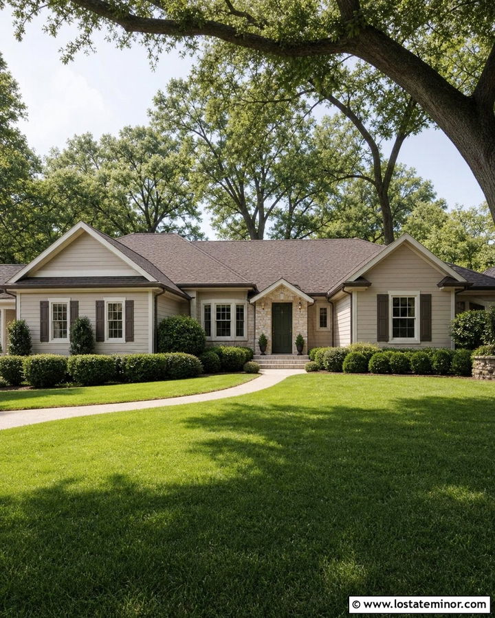 Tan House With Taupe Shingle Roof - 30 Tan House Design With Roof Ideas