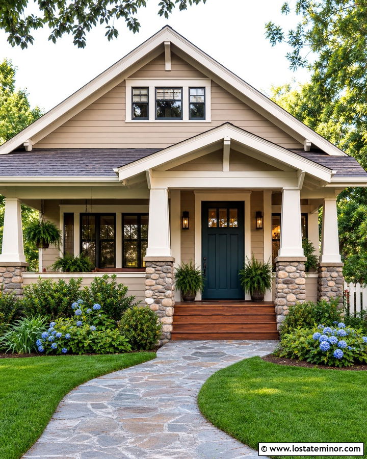 Tan House With Teal Front Door - 30 Tan House Design With Front Door Ideas