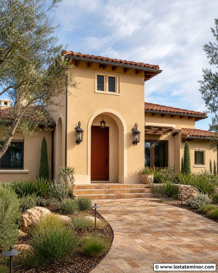 Tan House With Terracotta Front Door - 30 Tan House Design With Front Door Ideas