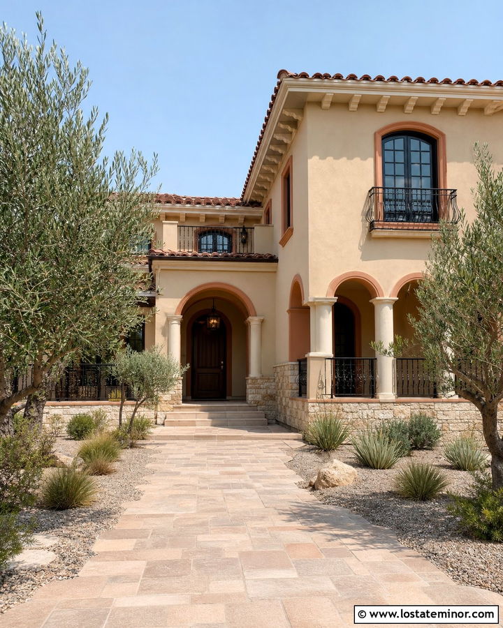 Tan House With Terracotta Trim And Cream Details - 30 Tan House Design With Trim Ideas