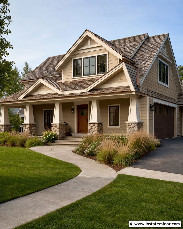 Tan House With Weathered Wood Roof - 30 Tan House Design With Roof Ideas
