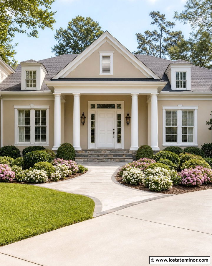 Tan House With White Entry Door - 30 Tan House Design With Entry Door Ideas