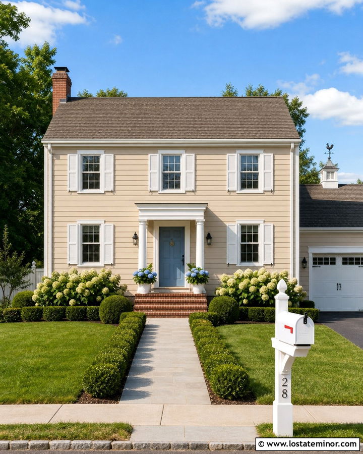 Tan House With White Mailbox - 30 Tan House Design With Mailbox Ideas