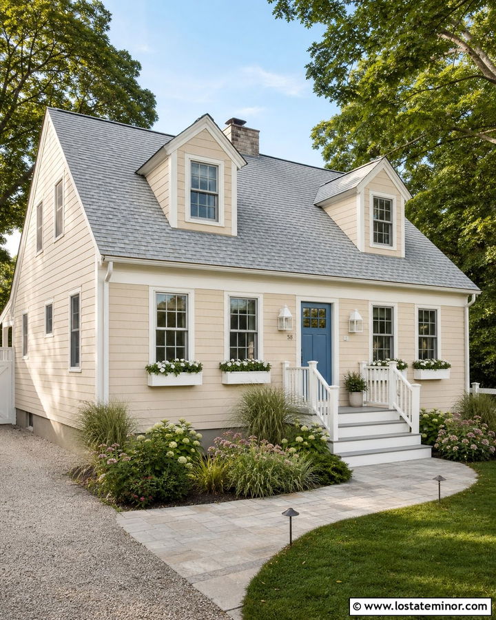 Tan House With White Outdoor Lights - 30 Tan House Design With Light Fixtures Ideas