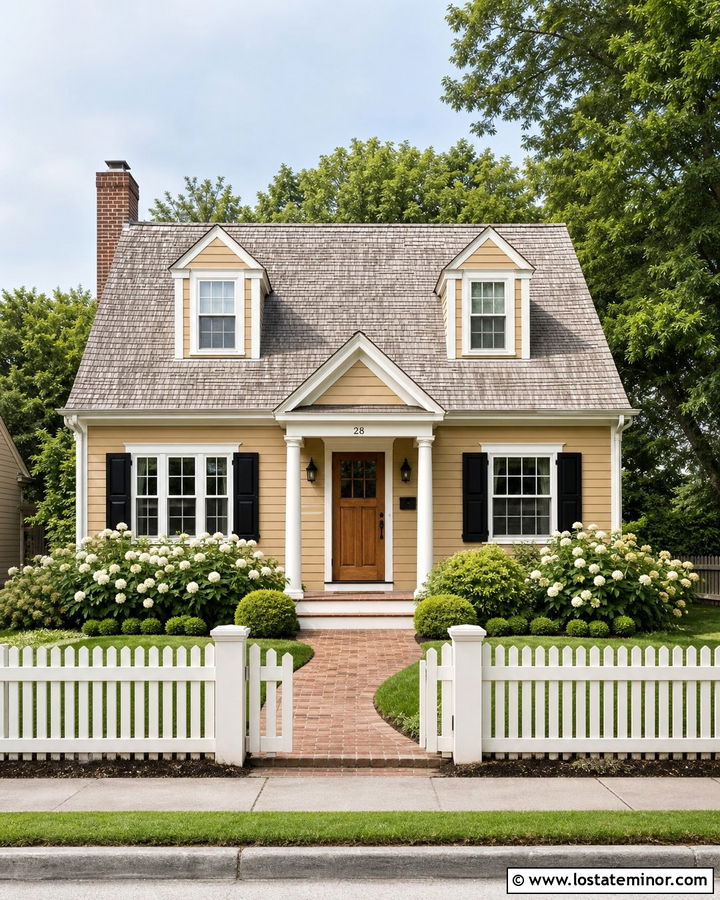 Tan House With White Picket Fence - 30 Tan House Design With Fence Ideas
