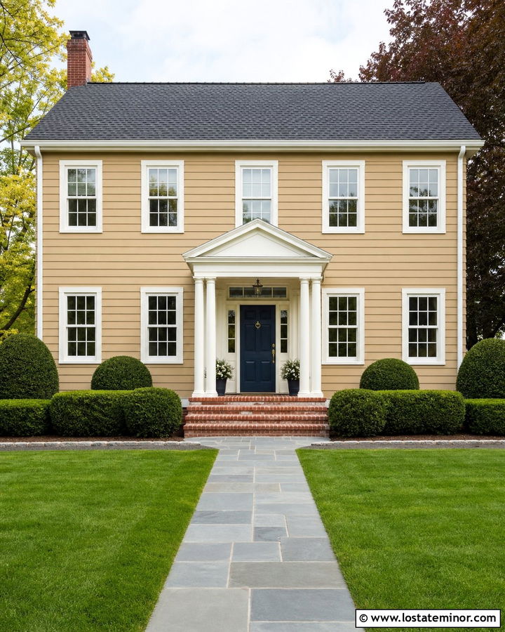 Tan House With White Window Frames - 30 Tan House Design With Window Frames Ideas