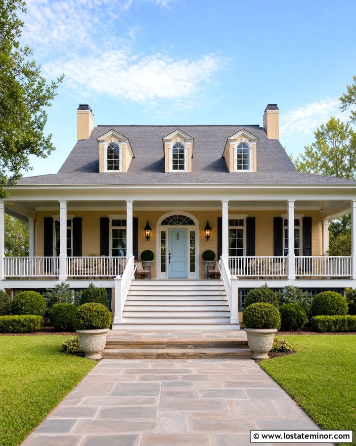 Tan House With Wide Front Steps - 30 Tan House Design With Steps Ideas