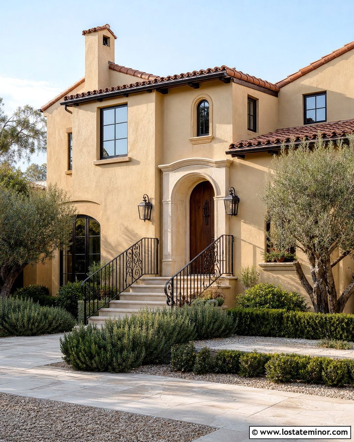 Tan House With Wrought Iron Railings - 30 Tan House Design With Railings Ideas