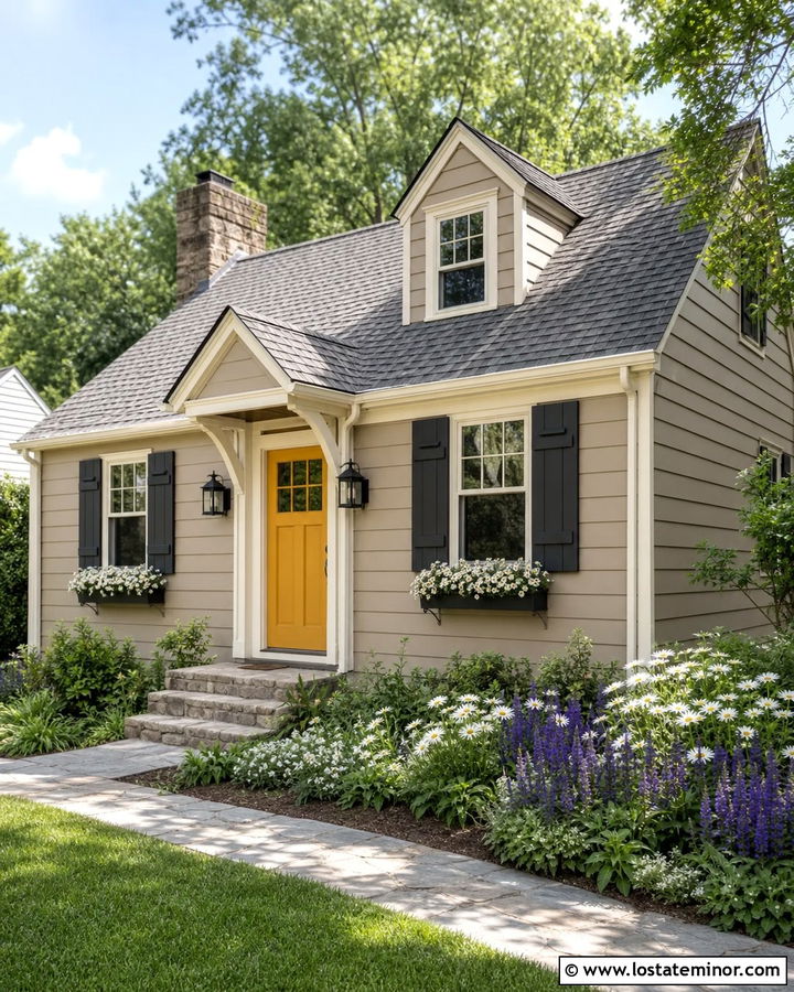Tan House With Yellow Front Door - 30 Tan House Design With Front Door Ideas