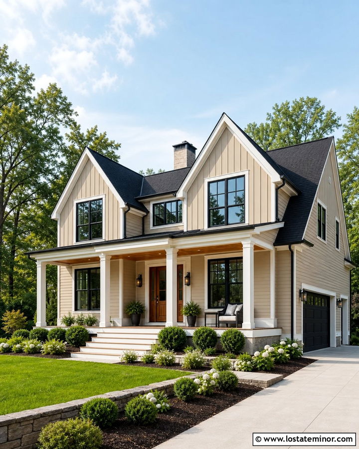 Tan Lap Siding With Board And Batten - 30 Tan House Design With Siding Ideas