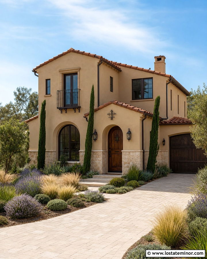 Tan Mediterranean House With Travertine Wainscoting - 30 Tan House Design With Wainscoting Ideas