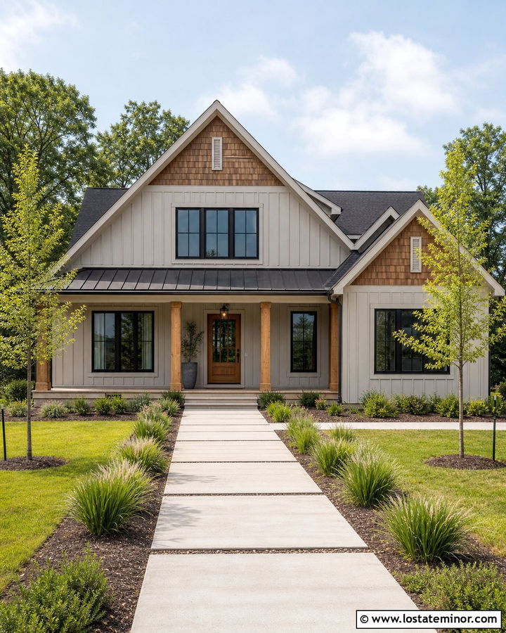 Tan Modern Farmhouse With Cedar Shakes - 30 Tan House Design With Cedar Shake Ideas