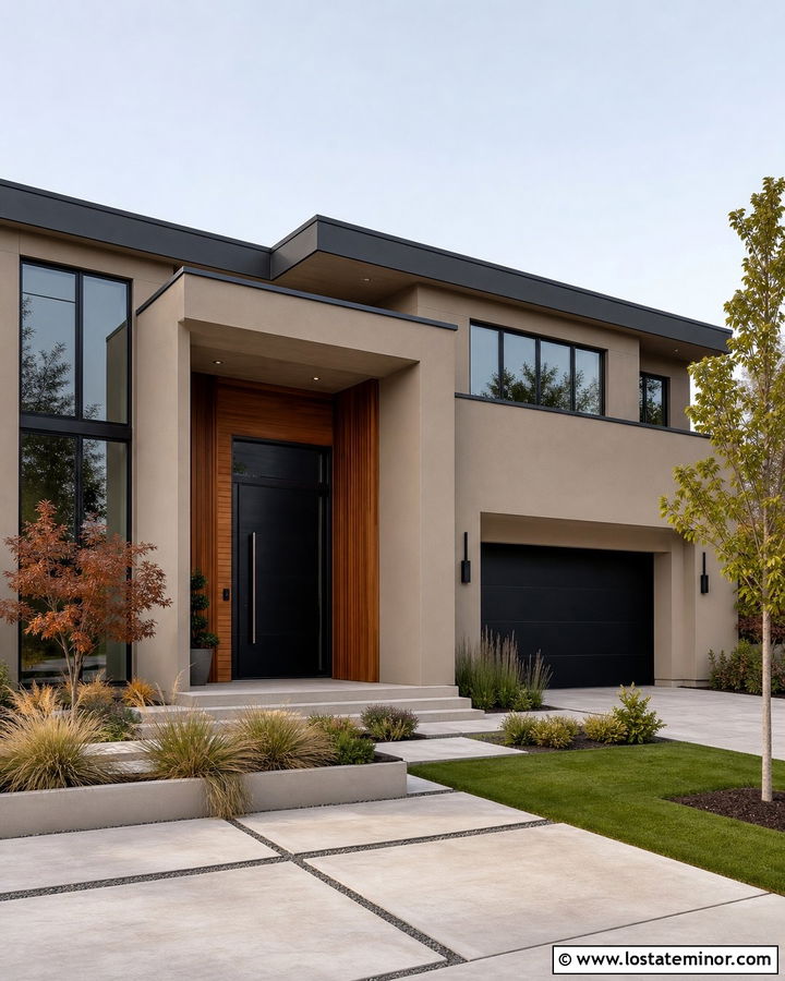 Tan Modern House With Matching Tan Porch Ceiling - 30 Tan House Design With Porch Ceiling Ideas