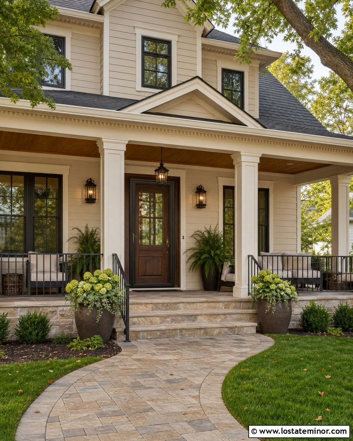 Tan Porch House With Retractable Screen Door - 30 Tan House Design With Screen Door Ideas
