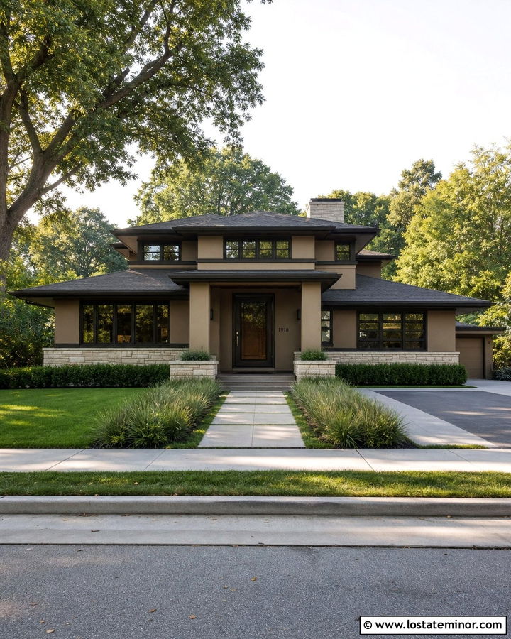 Tan Prairie House With Black Storm Door - 30 Tan House Design With Storm Door Ideas