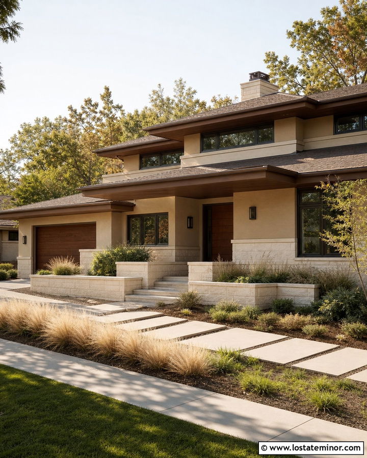 Tan Prairie House With Limestone Wainscoting - 30 Tan House Design With Wainscoting Ideas