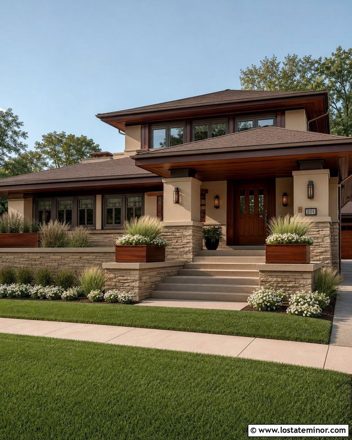 Tan Prairie House With Wood Window Boxes - 30 Tan House Design With Window Boxes Ideas