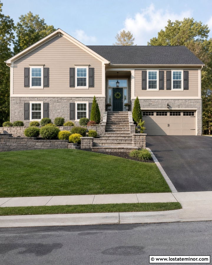 Tan Raised Ranch With Full Foundation Wainscoting - 30 Tan House Design With Wainscoting Ideas