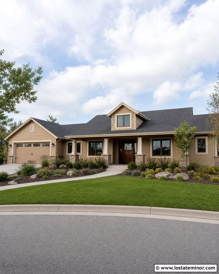 Tan Ranch House With Front Dormer - 30 Tan House Design With Dormers Ideas