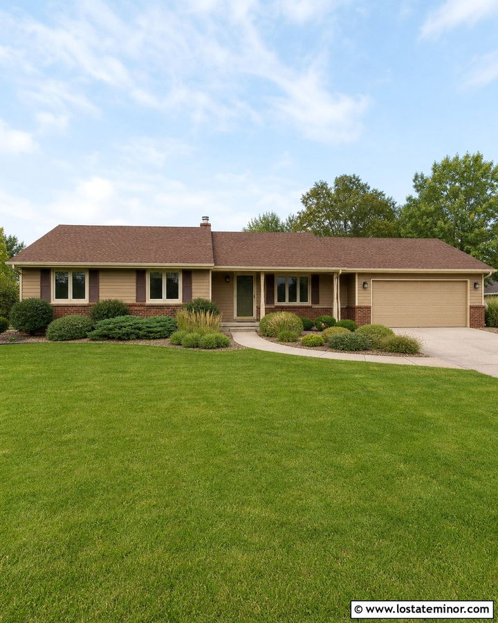 Tan Ranch House With Reddish Brown Shingles - 30 Tan House Design With Shingles Ideas