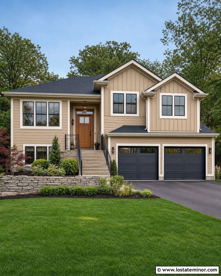 Tan Siding Split Level House - 30 Tan House Design With Siding Ideas