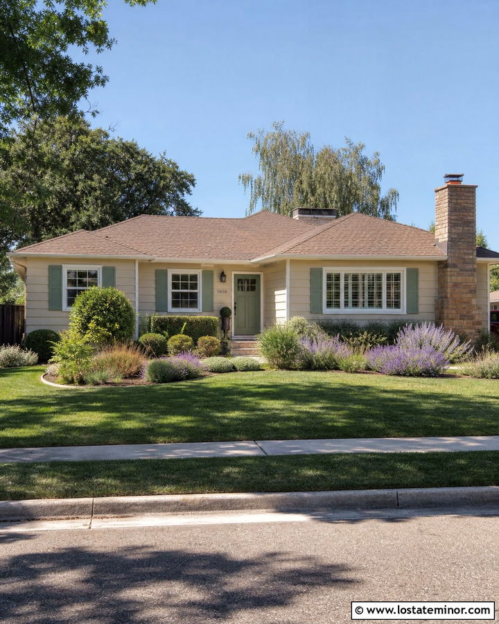 Tan Siding With Sage Green Shutters - 30 Tan House Design With Siding Ideas