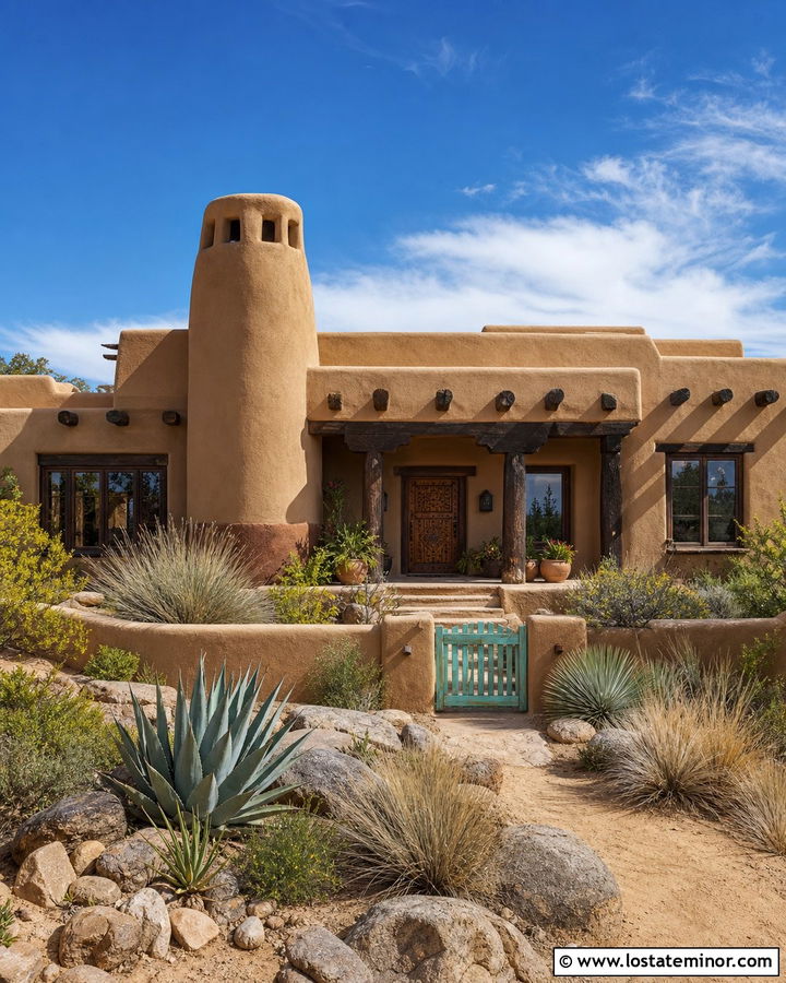 Tan Southwestern House With Adobe Chimney - 30 Tan House Design With Chimney Ideas