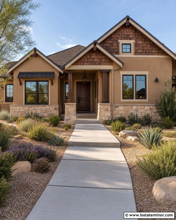 Tan Stucco House With Cedar Shakes - 30 Tan House Design With Cedar Shake Ideas
