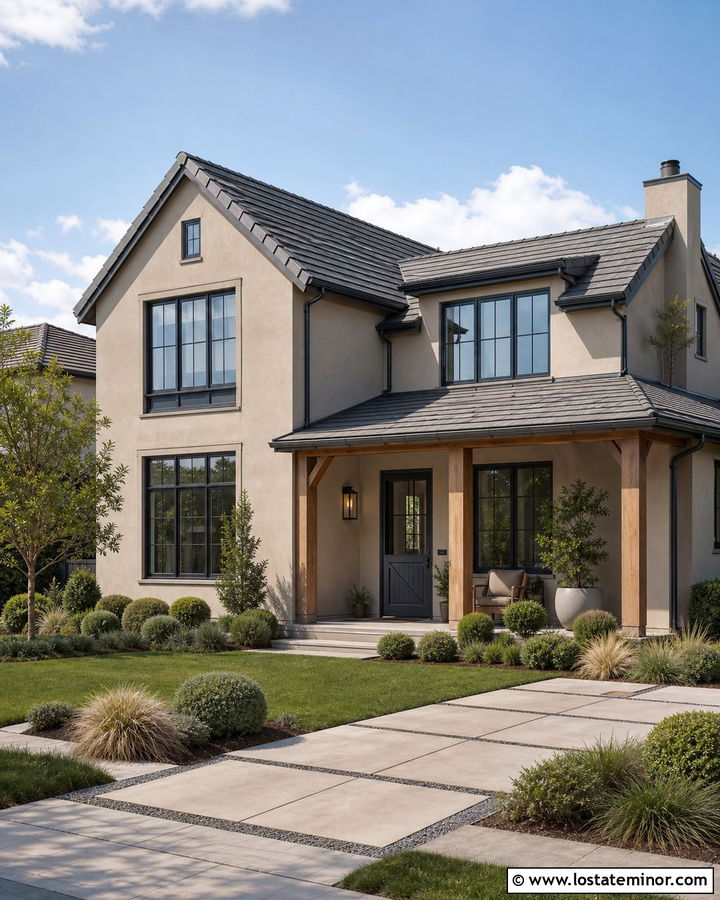 Tan Stucco House With Charcoal Dutch Door - 30 Tan House Design With Dutch Door Ideas