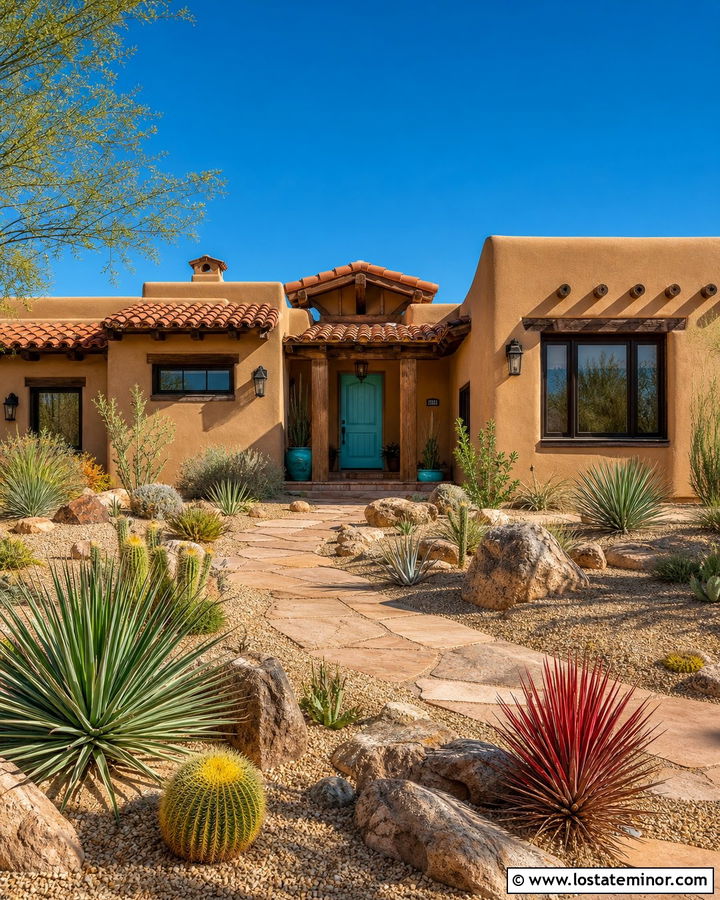 Tan Stucco House With Desert Landscaping - 30 Tan House Design With Landscaping Ideas