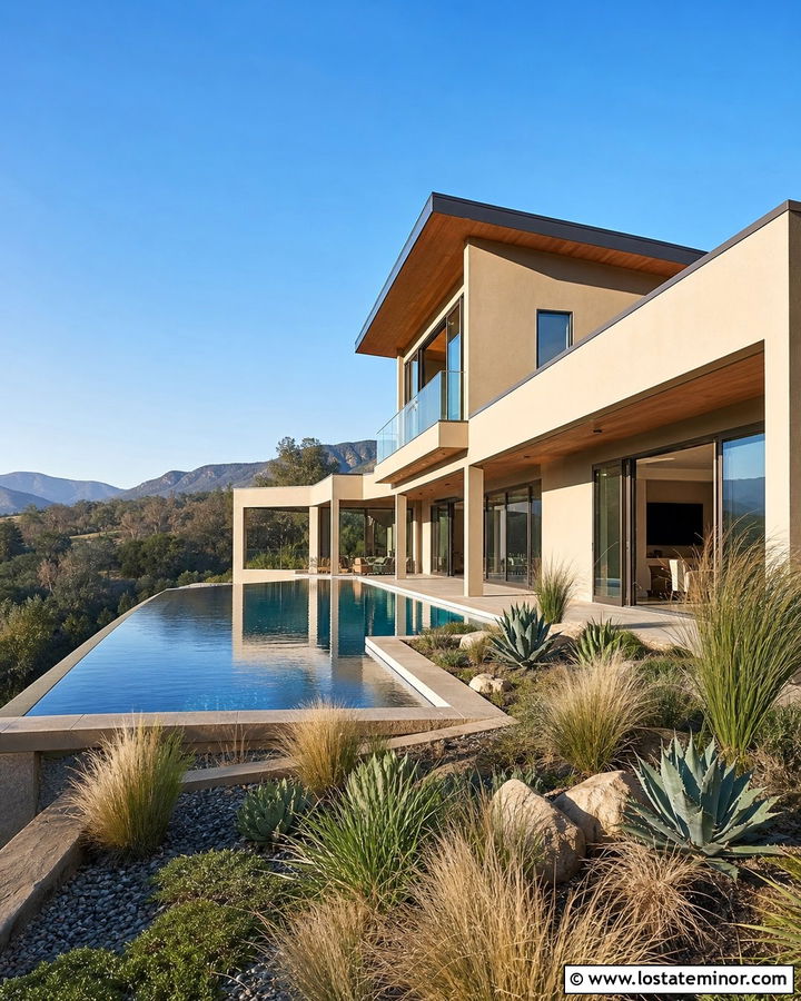 Tan Stucco House With Infinity Pool - 30 Tan House Design With Swimming Pool Ideas