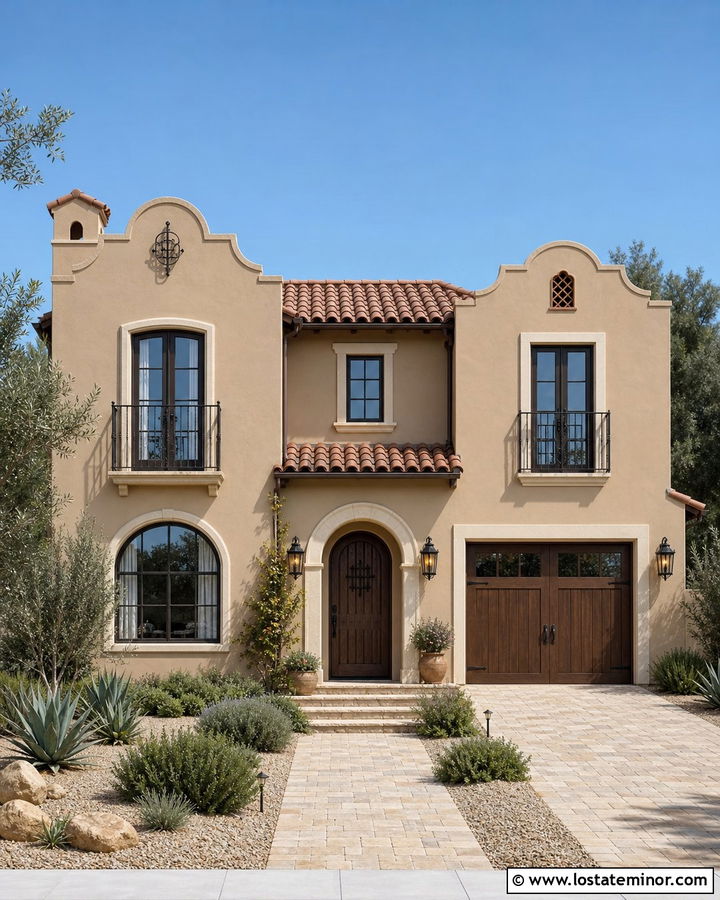 Tan Stucco House With Spanish Gables - 30 Tan House Design With Gables Ideas