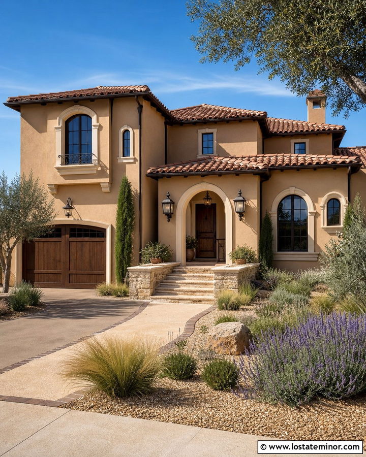Tan Stucco House With Spanish Lanterns - 30 Tan House Design With Lighting Ideas